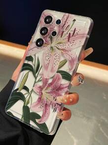 Flower 1pc Original Cartoon Illustration Phone Case For Galaxy/ 16 Pro/11/12/13/14/15, Personalized Perforated Protective Cover, Suitable Gift