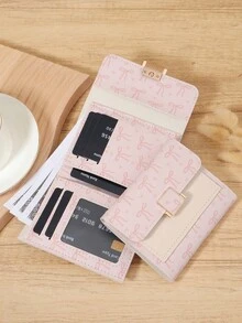 Pink Bow Love Pattern Fold Over Small Wallet Pocket Wallet Small Purse Bifold Slim Women Wallet Lightweight Portable Credit Card Key Case Short Wallet Cute Modern Fashion For Birthday Gift Christmas Anniversary Women Girls Lady,Business,For Anniversary,For Christmas,On Valentine Day,For Birthday Gift,For Gift,For Lover For Women,For Girls,For Lady,For Female,Bag School Supplies For School Dorm Room & Back To School - Pink - View 2