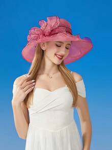 1 peça chapéu para mulheres senhoras organza fascinator páscoa chá festa nupcial igreja domingo chapéu de sol