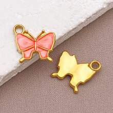 2pcs Fashion Enamel Stainless Steel Butterfly Charm High Quality Gold-Plated Love Butterfly Spacer Beads Pendant For DIY Bracelet Necklace Jewelry Making Craft Accessories