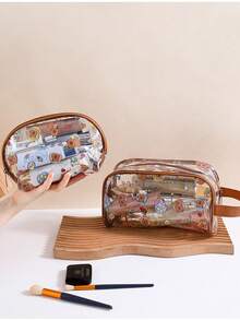 1个装水豚透明化妆包初中生文具铅笔袋超吸睛卡通包 - 彩色 - 查看 2