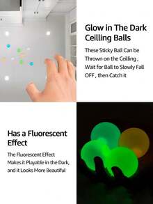 1-4个发光球高弹力发光球粘墙家居派对装饰礼物缓解焦虑压力玩具 4.5厘米/6厘米（颜色随机） - 彩色 - 查看 8