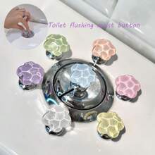 2 PC Exquisite Flower-Shaped Water Ripple Toilet Flush Auxiliary Button, Clear Color More Suitable For Summer, Bathroom And Bedroom Accessory Ornaments, Car Interior Diy Small Ornaments, Can Be Used As Drawer Handle, Wardrobe Handle, Nail Protection, Making Your Life More Comfortable