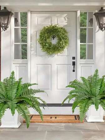 2 stuks/4 stuks grote kunstmatige Boston varenplant, realistisch kunstgroen geschikt voor buiten, huis, kantoor, tuin, veranda, schuurdecoratie, bruiloften, feestdagen (Pasen, Moederdag, St. Patrick's Day), lente- en zomerdecoratie, hangende display, binnen- en buitengebruik