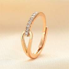1 pieza Anillo con diseño geométrico hueco, de circonia, de estilo estético, delicado y lujoso al estilo coreano, ideal para uso diario casual