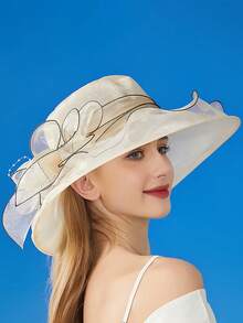 1 peça chapéu para mulheres senhoras organza fascinator páscoa chá festa nupcial igreja domingo chapéu de sol