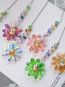 6 Stück Glas Kristallblume - Mehrfarbige Sonnenblumen Prisma Hängedekoration, geeignet für Innen- und Außenbereich, perfekt für Fenster, Terrassen, Gärten