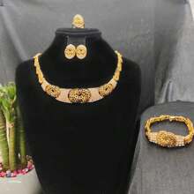 5pcs Middle Eastern Bridal Jewelry Set Necklace Earrings Ring Bracelet Accessory