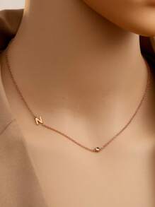 Tsnamer 1 件侧向首字母项链简约 26 个字母 A-Z 个性化名字颈链项链适合女士女孩搭配日常珠宝礼物 - 項鍊 - 查看 56