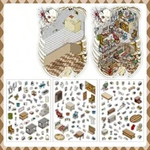 4pcs 2.5D Large Size Business Open Series Decorative Stickers, Suitable For Scrapbooking,School Supplies,Back To School