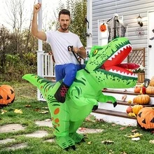 Adult Tyrannosaurus Rex Costume, Dinosaur Knight Costume, Blow Up Dinosaur Costume, Funny Dinosaur Toys Halloween, Party Dress - Green - View 9