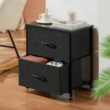 2 Drawer Dresser Nightstand Pack Of 2 Bedroom Storage Organizer Cabinet Fabric Drawers Grey Black Brown White, Choose Between Single Or Pack Of 2, Multifunctional Dresser For Bedroom, Entryway, Closet, Dorm, Local Warehouse  Nightstands, 2 Drawer Dresser For Bedroom Night Stand Small Dresser End Table With Drawers - 黑色 - 查看 6