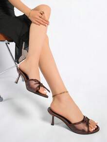 Dép xỏ ngón đế xuồng họa tiết da báo và nơ chất lượng cao năm 2025 dành cho nữ - màu nâu - Xem 10