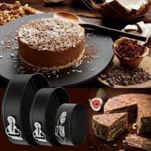 1 件/3 件圆形碳钢蛋糕模具，不粘可拆卸底部烤盘，适用于制作松饼、彩虹蛋糕、芝士蛋糕、甜点慕斯蛋糕烤盘、烤箱配件、圆形弹簧蛋糕模具，适用于厨房用品、厨房烤盘、万圣节/亡灵节、圣诞节蛋糕烘焙工具 - 可重复使用烤盘 - 彩色 - 查看 5
