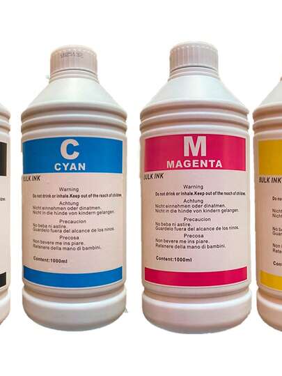 TINTA COMPATIBLE LITRO  KIT DE 4 COLORES NEGRO CYAN MAGENTA Y AMARILLO PARA EPSON HP BROTHER BASE DE AGUA