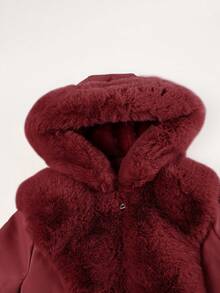 Damen PU-Lederjacke mit Kunstfell und Gürtel - eine ideale Wahl für Herbst/Winter, modisches Gürteldesign, geeignet für Lässig- oder Pendleroutfits - Bordeaux - Übersicht 5