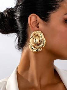 1 paire de boucles d'oreilles pendantes géométriques dorées de haute qualité, exagérées, convenant pour le port quotidien des femmes