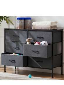 Fabric Storage Dresser With 9 Drawers, Steel Frame And Wooden Top For Bedroom, Closet And Entryway
