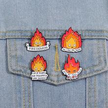 1 Pc Cute Cartoon Flame Series Lapel Pin, Funny Anime Character Peripheral Quirky Style Brooch, Versatile Fashion Accessory - Flame - View 4