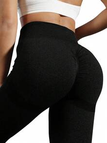 TNTOR Quần legging tập thể dục cạp cao nâng mông cỡ lớn dành cho nữ, độ co giãn cao, nhanh khô, ôm sát tạo hiệu ứng vòng ba căng tròn, thiết kế cạp cao giúp kiểm soát vùng bụng, phù hợp cho tập luyện, đạp xe, yoga, màu đen mùa xuân. - màu đen - Xem 5