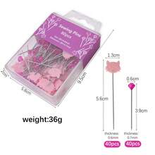 80pcs/Set Embroidery Patchwork Tools Straight Sewing Pin Cat Diamond Patchwork Pin For Sewing Quilting Positioning Pin Holder - Black - View 10