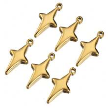 5 piezas Colgante con forma de estrella de acero inoxidable, adecuado para hacer joyas DIY - Aretes, Collar, Accesorio de Colgante
