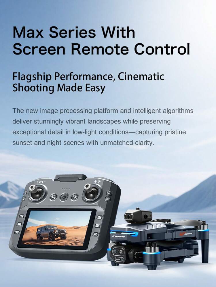 TOKQI 2025新款GT8无人机 - 双摄像头FPV无人机，配备4.3英寸屏幕、WiFi、无刷电机、避障功能 - 可折叠遥控四轴飞行器（生日/圣诞礼物） - 彩色 - 查看 4