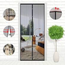 Summer Anti-Mosquito Magnetic Screen Door Curtain - No Drilling Installation, Pet Friendly Soft Mesh Double-Sided Tape & Push Pin Design, 4-Piece Privacy & Light Control, Fit Most Doors, No Drilling Needed Modern Home Decor, Polyester Material