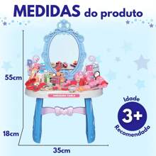 ATENTU Children's Dressing Table With Accessories For Girls Pretend Makeup