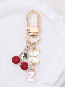 1 件可爱甜美亚克力樱桃字母钥匙扣不锈钢 26 个字母钥匙圈适用于手提包背包汽车钥匙 - 优雅女士节日礼物。背包装饰钥匙扣 - 彩色 - 查看 27