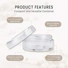 10 个亚克力透明圆形罐 - 化妆品、乳液、面霜、化妆品、珠子、眼影、水钻、样品、花盆、5g/5ml（透明盖） - 無色 - 查看 3