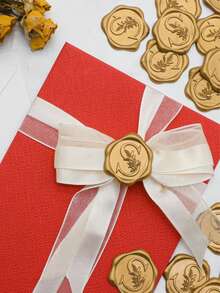 30/50pcs Letter Wax Seal Stickers, Gold Foil Self-Adhesive Wax Seal Stickers, Envelope Sealing Stickers, Gold Foil Stickers, Suitable For Thanksgiving Cards/Gift Wrapping/Wedding Engagement Party Invitations, Birthday Parties, Christmas And Other Occasions. - Bronze - View 7