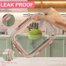 10/2pcs Set High Borosilicate Glass Food Storage & Meal Prep Containers Set With Airtight Lids - Microwave, Dishwasher, Oven & Freezer - 西瓜粉 - 查看 3