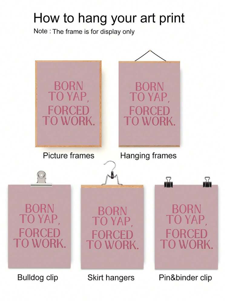 1 pièce "Née pour râler mais forcée de travailler" Thème imprimé, affiche de nageuse professionnelle ludique, décoration de style fille mignonne, art mural de cubicule de bureau, décoration rose adorable de dortoir, sans cadre - Multicolore - Voir 5