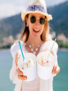 10/30/50pcs 5oz Disposable White Paper Ice Cream Cups | Dessert Bowls For Hot Or Cold Food, Party Supplies Treat Cups For Sundae, Frozen Yogurt, Soup