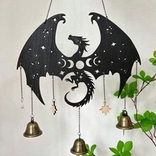 1 件巫婆铃铛木制壁挂装饰，适用于装饰庭院、客厅、阳台、窗户，风力驱动，理想的礼物，节日氛围装饰，万圣节装饰家居装饰秋季装饰房间装饰秋季装饰