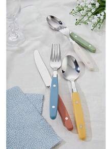 ANNOVA Juego de cubiertos de acero inoxidable con remaches/cubiertos de estilo retro (Light Purple, 20 Pieces) - Mezcla Morandi - Ver 9