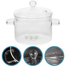 Glass Pots For Cooking: 1500ml Glass Saucepan With Cover Clear Glass Cooking Pot With Lid Cooking Stew Pot For Noodle Milk Soup For Microwave And Stovetop - Clear - View 8