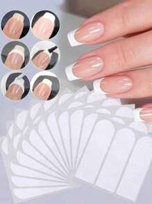 18 hojas (864 piezas) de pegatinas para manicura francesa, pegatinas para uñas autoadhesivas para decoración de uñas - Diseño en forma de luna apto para esmalte de uñas y aplicaciones de brillo para una manicura francesa sin derrames