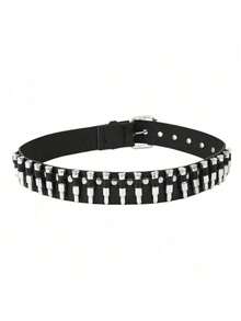Men's Plus Size Bullet Shaped Western Style Belt, Punk Gothic Rapper Hip Hop Fashion Accessory For Decorating Outfits, Matches With Hoodies, Suitable For Daily Wear And Holidays,School Halloween Skull Skeleton Summer, School Fall, Autumn, Halloween Autumn-Winter Accessories,Suitable For Teens, Youth,Men,Casual, Outdoor, Athletic, Vacation, Graduation Gifts, Birthday, Daily Wear - Multicolor - View 11