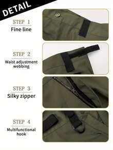 2Pcs Men's Solid & Camo Print Pockets Zipper Waterproof Tactical Cargo Pants Without Belt, Regular Fit Sporty Pockets Durability Trousers For Fall, Wear-Resistant Outdoor Training Pant For Men - 灰色+綠色 - 查看 9