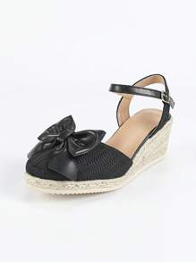 Fashionable Elegant Casual Versatile Butterfly Decor Daily Commute Bow Solid Color Casual Commute Outdoor Glamorous Party Elegant Resort Fashion Fabric Bow Buckle Women's Platform Wedge High Heel Shoes, Autumn, Beach, Wedding, Party, Indoor & Outdoor, All Season
