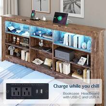 Twin Daybed With Bookcase Headboard – USB-C Charging, RGB Lights & 3 Drawers, No Box Spring Needed, Farmhouse Wood Frame For Teens & Dorms - Xem 4