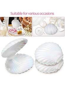 1/2/4 صندوق هدايا من الصدف البلاستيكي، صندوق حلوى من الصدف، صندوق مجوهرات صغير متعدد الاستخدامات، صندوق حلوى وصندوق خاتم، حامل عرض المجوهرات، مناسب للزفاف وحفلات الحمام والأعياد وحفلات الأطفاد والحفلات ذات الموضوع الهاواي (متوفر ب- 4 ألوان: وردي، أبيض، أزرق، ذهبي) - متعدد الألوان - مشاهدة 4