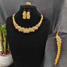 5pcs Middle Eastern Bridal Jewelry Set Necklace Earrings Ring Bracelet Accessory