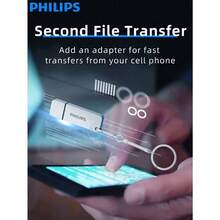 PHILIPS 飞利浦 128GB USB 3.2 OTG 闪存盘兼容 iPhone、iPad 和电脑 - 外部移动存储，用于存储照片、视频等，让您的生活更轻松