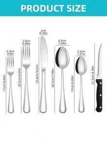 24 件银餐具套装，包括牛排刀、叉子、汤匙、甜点勺、4 套餐具 - 适用于家庭、餐厅、酒店、派对、婚礼、自助餐、不锈钢餐具套装、镜面抛光餐具套装、厨房用具套装、叉刀勺套装、可用洗碗机清洗