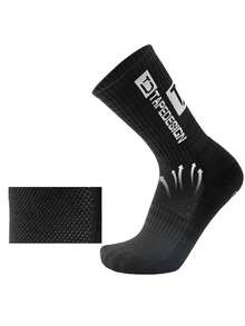 1 paire de chaussettes de sport de football avec lettres pour l'extérieur, chaussettes de sport à fond épais en terry antidérapant, chaussettes d'automne - Multicolore - Voir 11