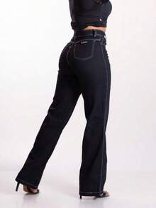 Wide Leg Plain Pantaloons - Đen và trắng - Xem 3