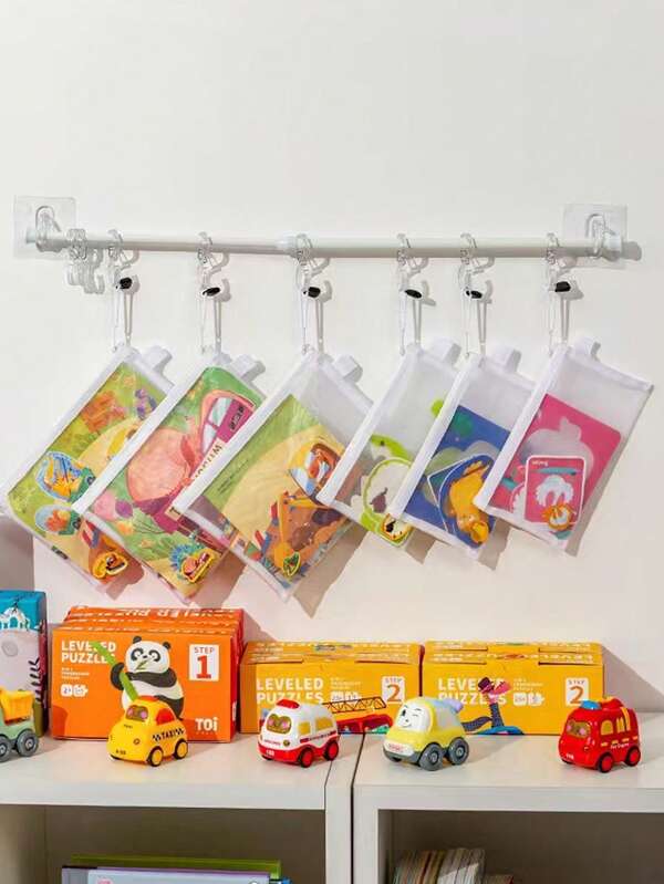 10pcs Transparent Mesh Storage Bags - Portable Multipurpose Organizer Bags, Suitable For Nursery, Toys, Puzzle Pieces, Stationery And Travel Essentials | Nursery Storage Bags, Gifts And Holiday Supplies